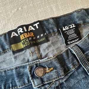 Ariat Jeans Mens 40 / 32 M5‎ Slim Straight Rebar Work Western Work Denim FLAW